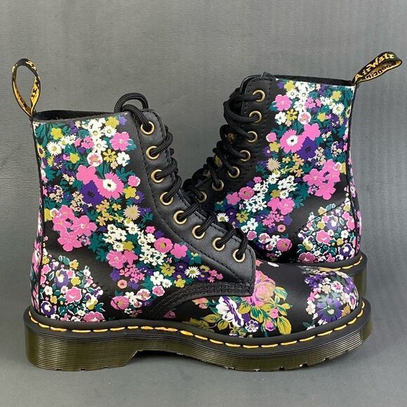 DR. MARTENS 1460 Pascal Ankle Boots Floral Print Leather shoes size 6 - Picture 5 of 9